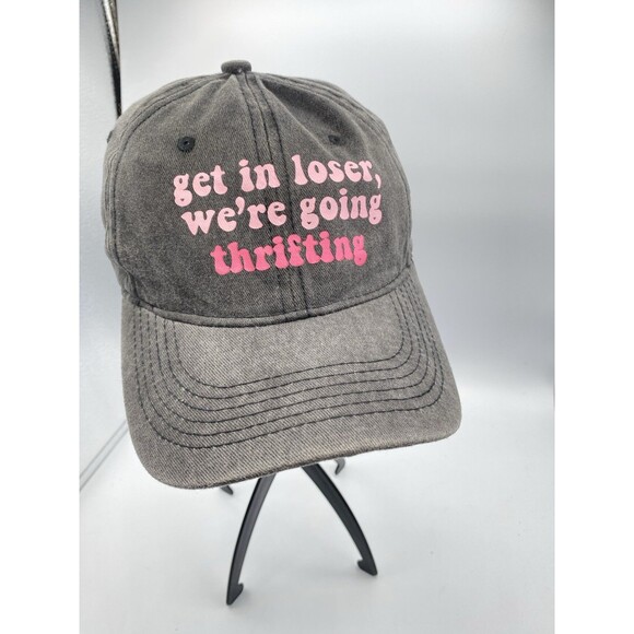 Get In Loser We’re Going Thrifting Adjustable Baseball Cap Acid Wash Pink Hat - Picture 2 of 7